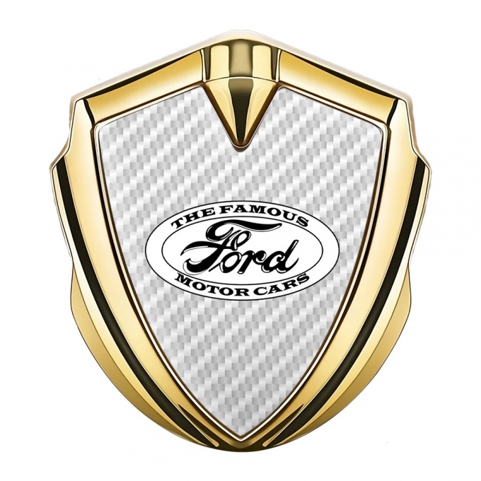 Ford Trunk Emblem Badge Gold Pearly White Carbon Vintage Edition