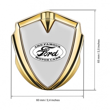 Ford Bodyside Domed Emblem Gold Moon Grey Vintage Logo Design