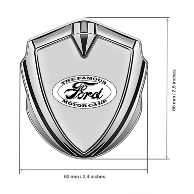 Ford Bodyside Domed Emblem Silver Moon Grey Vintage Logo Design