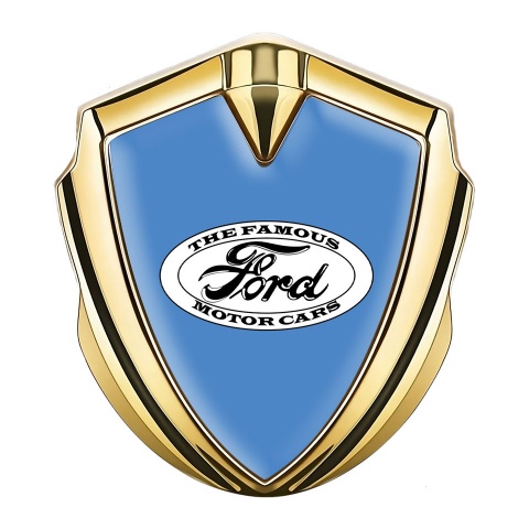 Ford Bodyside Emblem Self Adhesive Gold Blue Base White Classic Logo