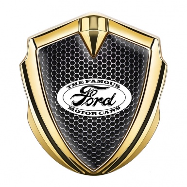 Ford Metal Emblem Self Adhesive Gold Industrial Grate Vintage Edition