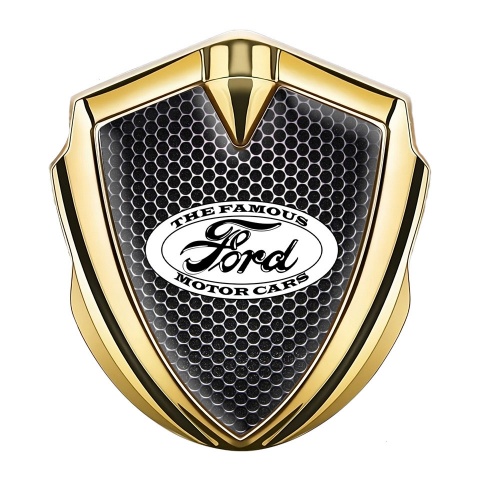 Ford Metal Emblem Self Adhesive Gold Industrial Grate Vintage Edition