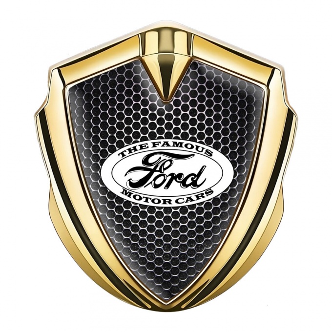 Ford Metal Emblem Self Adhesive Gold Industrial Grate Vintage Edition