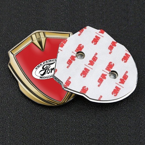 Ford Bodyside Badge Self Adhesive Gold Bright Red White Classic Logo