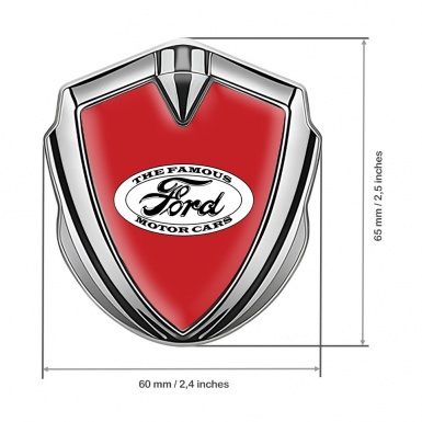 Ford Bodyside Badge Self Adhesive Silver Bright Red White Classic Logo