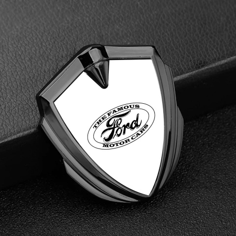 Ford Emblem Fender Badge Graphite White Background Vintage Slogan 
