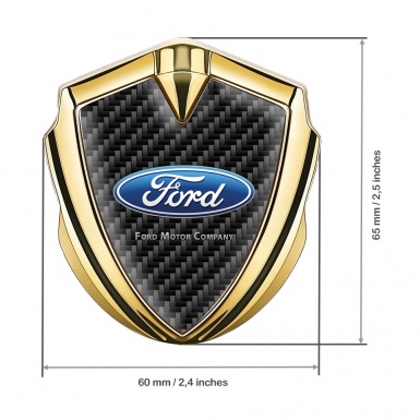 Ford Emblem Trunk Badge Gold Black Carbon Wide Oval Logo Edition