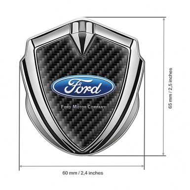 Ford Emblem Trunk Badge Silver Black Carbon Wide Oval Logo Edition