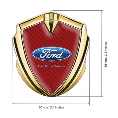 Ford Emblem Self Adhesive Gold Dark Red Carbon Classic Oval Logo