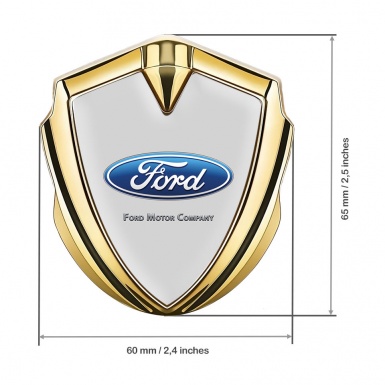 Ford Trunk Emblem Badge Gold Moon Grey Blue Elliptical Logo Design