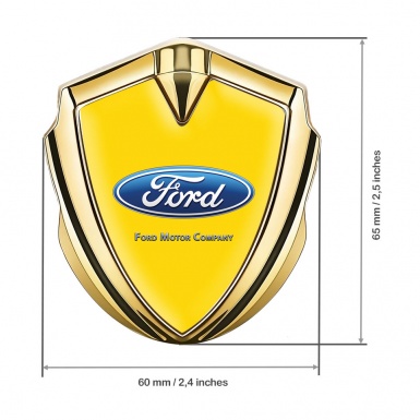 Ford Bodyside Domed Emblem Gold Yellow Palette Blue Oval Logo
