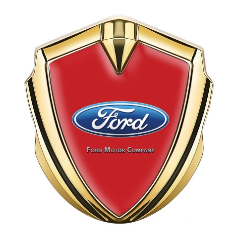 Ford Bodyside Emblem Self Adhesive Gold Red Fill Blue Elliptic Design