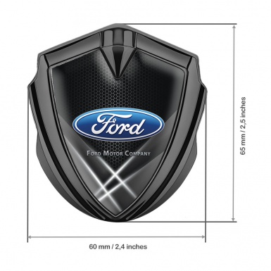Ford Emblem Badge Self Adhesive Graphite Black Hex Light Beams Effect