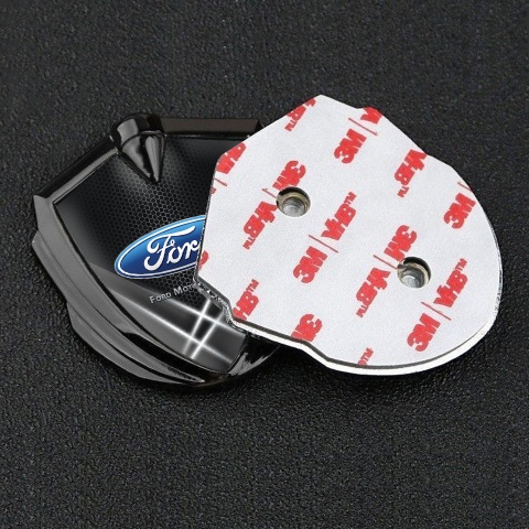 Ford Emblem Badge Self Adhesive Graphite Black Hex Light Beams Effect