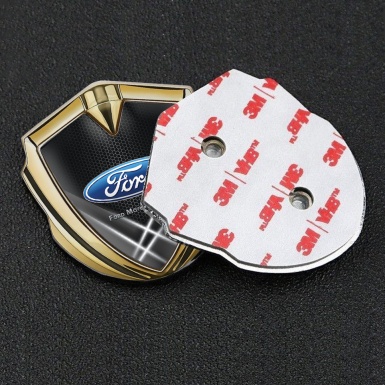 Ford Emblem Badge Self Adhesive Gold Black Hex Light Beams Effect