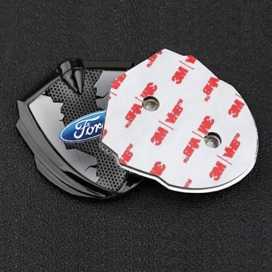 Ford Emblem Fender Badge Graphite Metallic Hex Broken Steel Edition