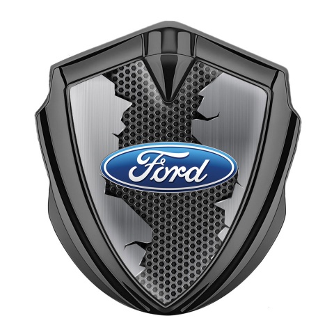 Ford Emblem Fender Badge Graphite Metallic Hex Broken Steel Edition