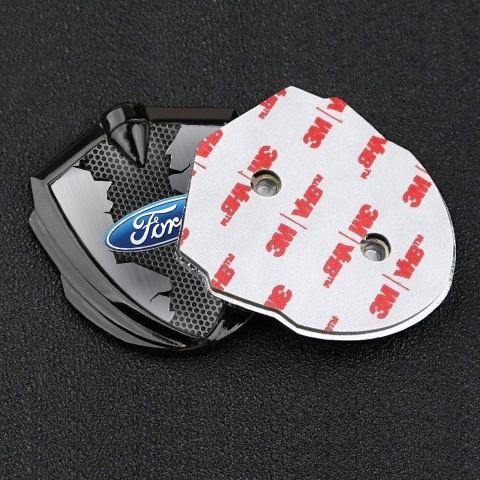 Ford Emblem Fender Badge Graphite Metallic Hex Broken Steel Edition
