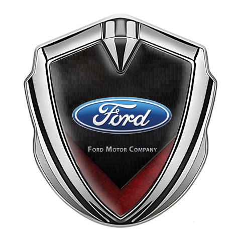 Ford Fender Emblem Badge Silver Charcoal Strokes Red Fragment Design