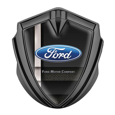 Ford Emblem Trunk Badge Graphite Modern Racing Stripe Oval Logo Design