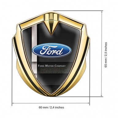 Ford Emblem Trunk Badge Gold Modern Racing Stripe Oval Logo Design