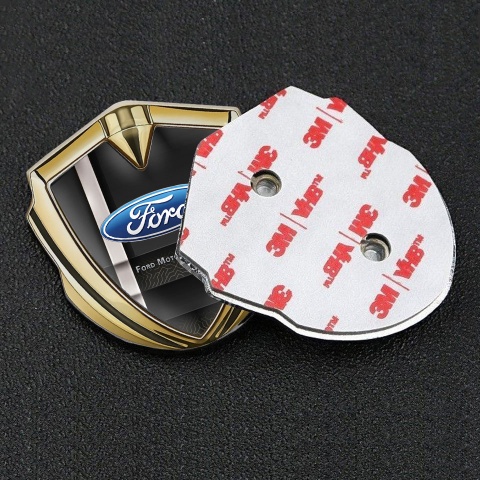 Ford Emblem Trunk Badge Gold Modern Racing Stripe Oval Logo Design