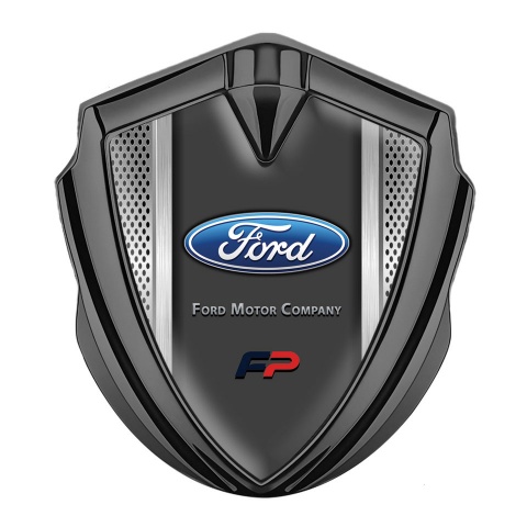 Ford FP Emblem Self Adhesive Graphite Metallic Frame Blue Elliptic Logo