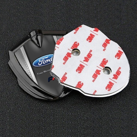 Ford FP Emblem Self Adhesive Graphite Metallic Frame Blue Elliptic Logo