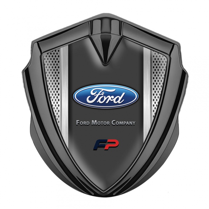 Ford FP Emblem Self Adhesive Graphite Metallic Frame Blue Elliptic Logo