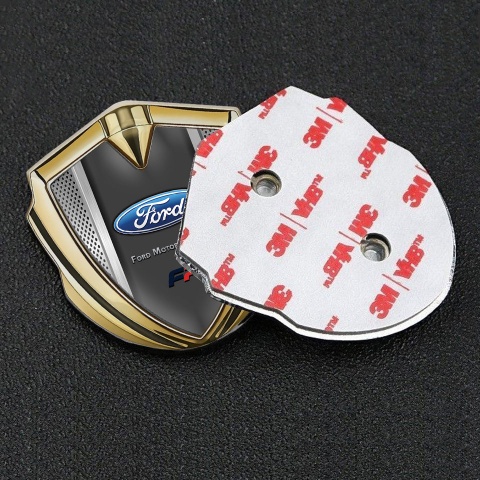Ford FP Emblem Self Adhesive Gold Metallic Frame Blue Elliptic Logo