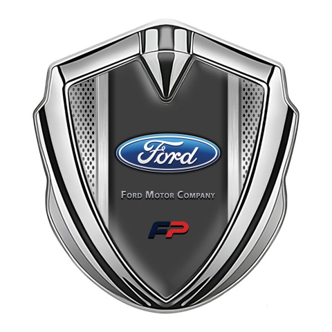 Ford FP Emblem Self Adhesive Silver Metallic Frame Blue Elliptic Logo