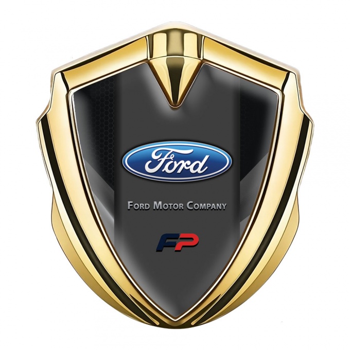 Ford Bodyside Badge Self Adhesive Gold Black Shade Greyscale Fragments