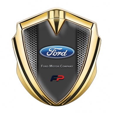 Ford FP Emblem Badge Self Adhesive Gold Metallic Grille Classic Logo