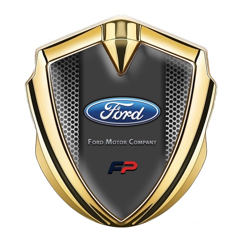 Ford FP Emblem Badge Self Adhesive Gold Metallic Grille Classic Logo