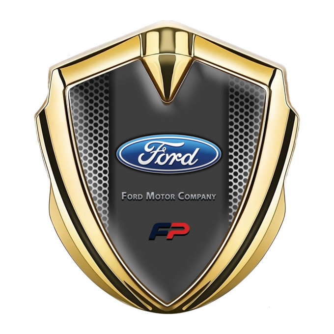 Ford FP Emblem Badge Self Adhesive Gold Metallic Grille Classic Logo