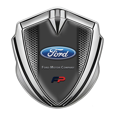 Ford FP Emblem Badge Self Adhesive Silver Metallic Grille Classic Logo