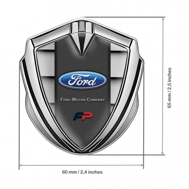 Ford FP Emblem Fender Badge Silver Shutters Effect Blue Sport Logo