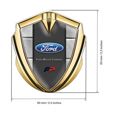 Ford FP Emblem Trunk Badge Gold Stone Slab Template Elliptic Design