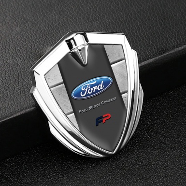 Ford FP Emblem Trunk Badge Silver Stone Slab Template Elliptic Design