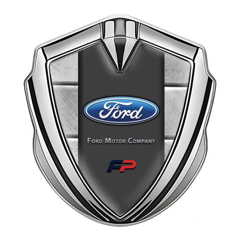 Ford FP Emblem Trunk Badge Silver Stone Slab Template Elliptic Design