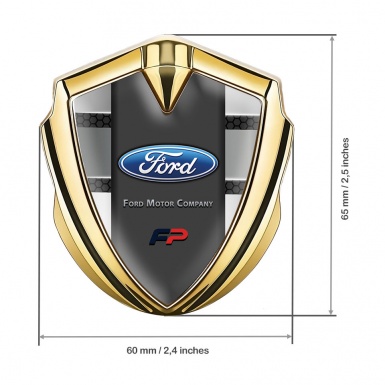 Ford FP Emblem Self Adhesive Gold Honeycomb Base Grey Panels