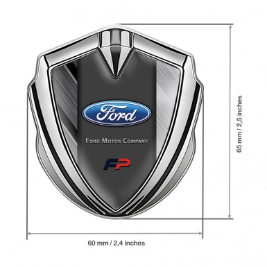 Ford FP Bodyside Emblem Badge Silver Brushed Crosspanels Oval Logo