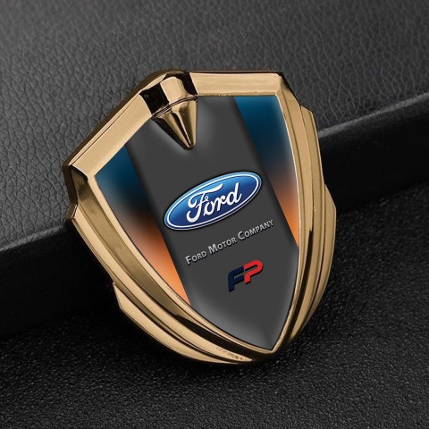 Ford Trunk Emblem Badge Gold Gradient Frame Charcoal Center Panel