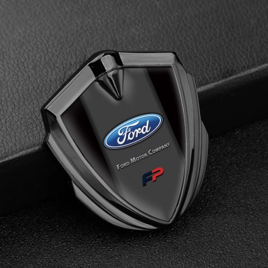 Ford Emblem Car Badge Graphite Black Frame Classic Elliptic Logo Variant