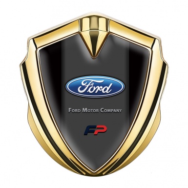 Ford Emblem Car Badge Gold Black Frame Classic Elliptic Logo Variant
