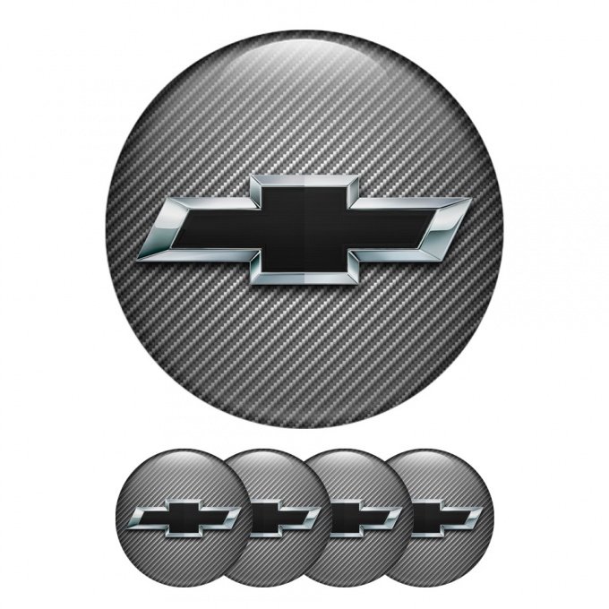 Chevrolet Silicone Stickers Center Cap Carbon with Black logo