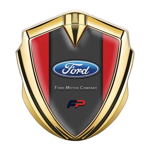 Ford Bodyside Emblem Self Adhesive Gold Crimson Frame Classic Logo