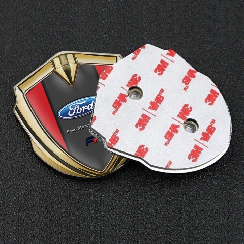 Ford Bodyside Emblem Self Adhesive Gold Crimson Frame Classic Logo