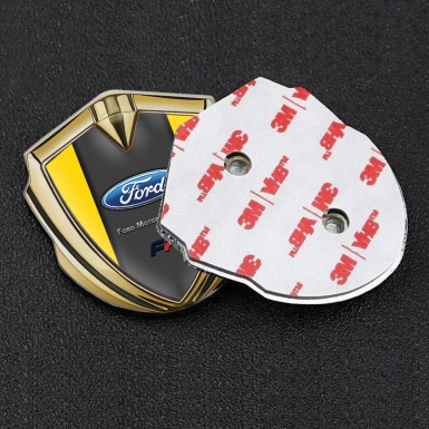 Ford Metal Emblem Self Adhesive Gold Yellow Base Charcoal Tinge