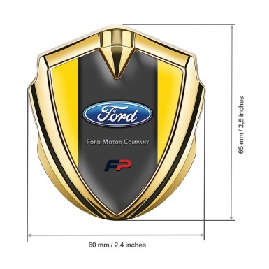 Ford Metal Emblem Self Adhesive Gold Yellow Base Charcoal Tinge